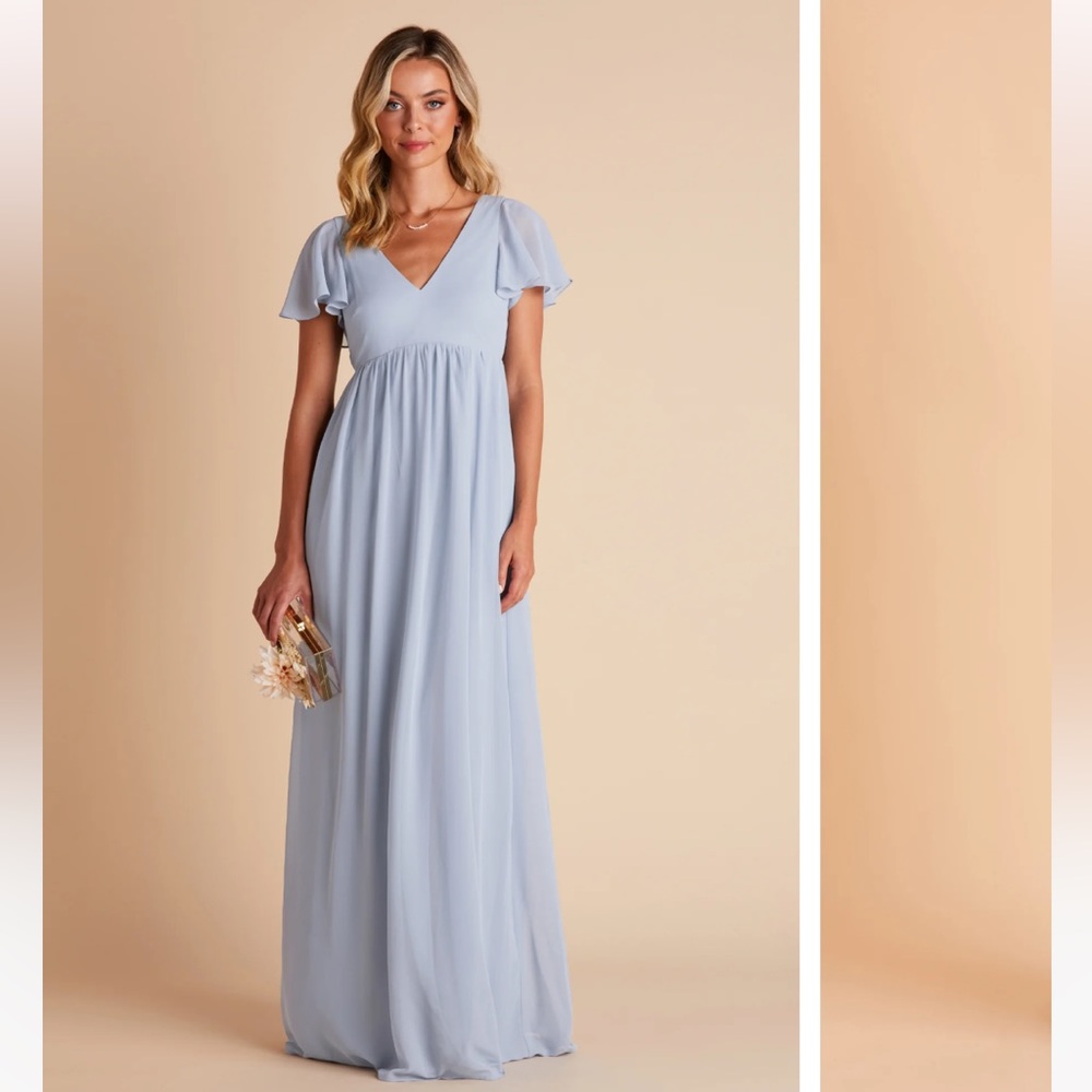 Birdy Grey HANNAH EMPIRE DRESS chiffon dusty blue